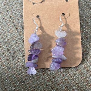 Handmade Amethyst Stone Dangle Earrings